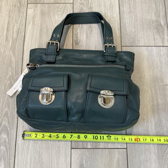 Marc Jacobs Stella Leather Tote Shoulder Handbag Purse Peacock Blue Silver New - Picture 15 of 16